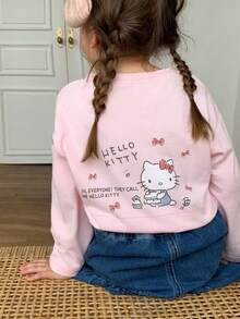 Dazy Kids HELLO KITTY | DAZY Kaos Lengan Panjang Motif Kartun Lucu untuk Anak Perempuan, Cocok untuk Pakaian Sehari-hari di Musim Gugur - Berwarna merah muda - View 1