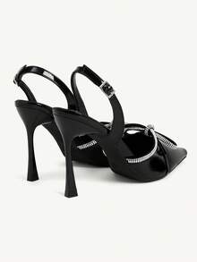 CUCCOO CHICEST Black Rhinestone Bow Empty High Heels Women - Black - View 5