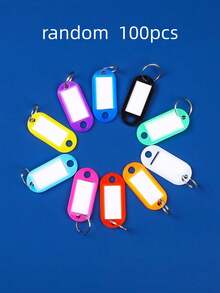 100PCS Plastic Keychains With Ring And Label Window, Multi-Functional Identification Tags For Keys, Bags, Luggage, Perfect For Office, School, Travel, And Home Organization. - Multicolor - View 10