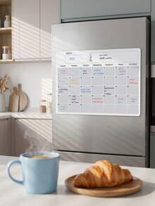 Haus Hana 1Pc/2Pcs Magnetic Fridge Monthly Calendar Board, Soft Dry Erase Rubber Magnet Material, Grid Monthly Layout Reusable Writable Planner For Refrigerator Household Schedule Reminder, Gift For Family Household Managers Holiday Present - Multicolor - View 4