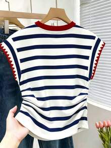 Resyla Plus Size Women's Striped Colorblock Casual Versatile Daily Wear Top - Multicolor - View 2