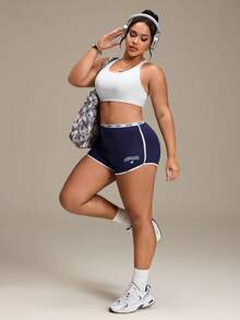 SHEIN Rhythm Era Plus Size Women's Sports Bra Gym Pilates White Summer - White - View 8