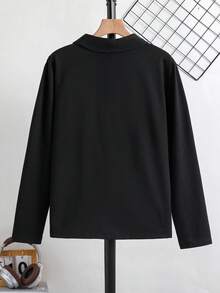 Teen Boys Black Casual Knit Cardigan Jacket With Shawl Collar, Single-Breasted Round Button Closure, Suitable For Daily Commute, Casual Outings, Layering And Inner Wear, All Seasons, Autumn - Black - View 2