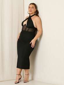 Lele Munniz Plus Size Women's High Elastic Black Skirt,Autumn Smart Casual Everyday Fashion High Slit Basic Versatile Minimalist Old Money Style Summer - Black - View 5