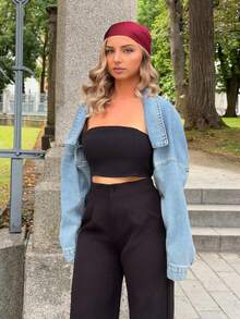 Jeta Ari Women Denim Jackets & Coats Asimetris Plain Casual Seksi - Light Wash - View 5