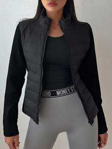DAZY Teen Girl Autumn/Winter Casual Versatile Patchwork Jacket - Black - View 1