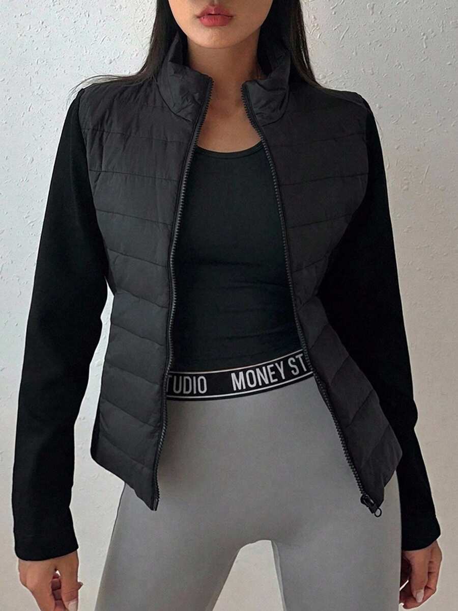 DAZY Teen Girl Autumn/Winter Casual Versatile Patchwork Jacket - Black - View 1