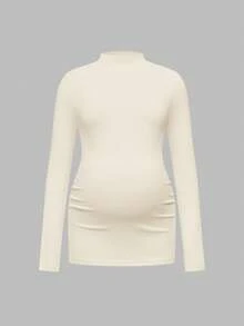 Modmama Maternity Casual Solid Color Slim Fit T-Shirt For Autumn/Winter Fall - Apricot - View 4