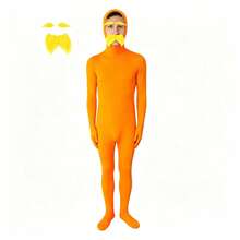 Muroi Mono 1PC Costume Party Orange Outfit, Orange Jumpsuit, Yellow Beard And Eyebrows, Halloween Party Costume - View 4