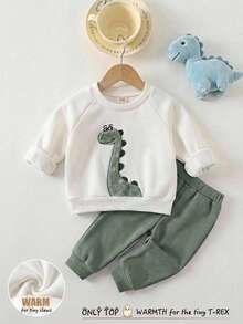 Cozy Pixies Baby Boy Cartoon Animal Pattern Knit Soft Crew Neck Long Sleeve Pullover Sweatshirt - Multicolor - View 1