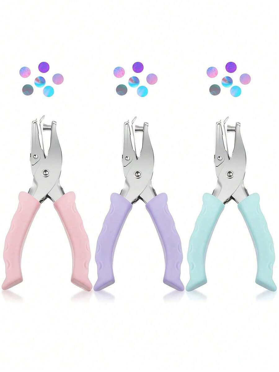 Macaron-Colored Manual Puncher For Metal Binding Of Paper & Cards, With 6mm Punching Diameter Office Stationery, No Batteries Required - Multicolor - View 1