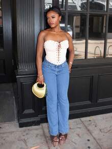 Steph T Suede Lace-Up Cropped Top,Silver Sequin,Summer,Western,Music Festival Boho Style Corset Top,Wrap Top Suitable For Holiday,Date,Beach,Vacation Fall - Apricot - View 5