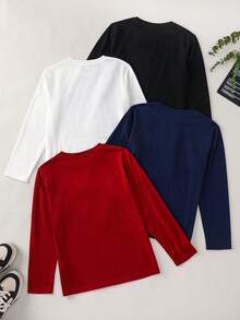 SHEIN 4 piezas de camisetas para niños preadolescentes - Multicolor - Ver 3