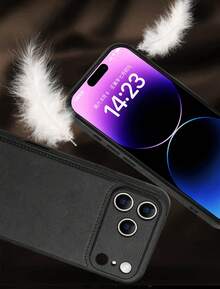 Casing Ponsel Anti Guncangan Kompatibel dengan iPhone, Desain Ramping, Bumper PU Lembut, Anti Gores, Perlindungan Jatuh - Hitam - View 7