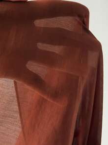 Viva Relle Gaun Panjang A-Line Kerah Ruffle Satu Bahu untuk Wanita Ukuran Plus, Musim Gugur - Rust Brown - View 8