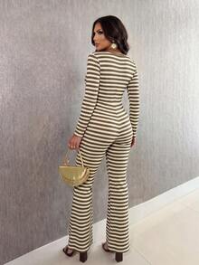 Xyvia Women's Square Neck Long Sleeve Jumpsuit, Slim Fit Design, Spring/Autumn - Multicolor - View 7