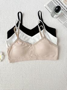 SHEIN Tween少女 3件組簡約休閒基礎款白色裸色黑色內褲套裝，適合四季/秋冬 - 彩色 - 查看 5