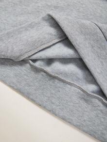 Rusticease Hoodie Rajut Leher Corong Seperempat Resleting untuk Wanita Ukuran Besar Lengan Panjang Pullover Sweatshirt Kasual Lembut Bentuk Sederhana Gaya Barat untuk Jalan-jalan Musim Gugur Merah Muda Musim Dingin - Grey - View 12