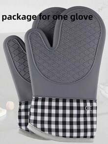 1PC Heat Resistant Silicone Anti Scald Oven Gloves For Microwave Baking Kitchen Home - Grey - View 1