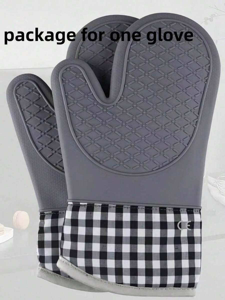1PC Heat Resistant Silicone Anti Scald Oven Gloves For Microwave Baking Kitchen Home - Grey - View 1