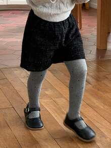 Dazy Kids Young Girls Tight Polka Dot Cute Autumn/Winter Inner Layer Leggings With Feet - Dark Grey - View 6