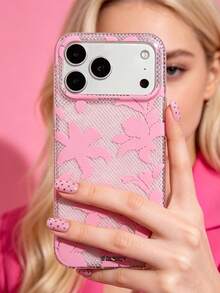 ShellaStory Elegant Romantic Lace Flower Phone Case Compatible With IPhone 17 Pro Max 17 Pro 17 Pro 16 14 13 15 Pro Max 14 15 16 Plus 14 15 13 16 17 Summer Style Floral Transparent Protective Cover - Pink - View 2