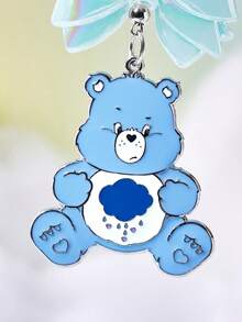 SHEIN X Care Bears 多色蝴蝶結金屬包包吊飾，亮面立體愛心吊飾，少女風包包配件禮物 - 藍色 - 查看 2