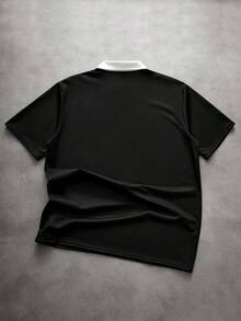 PAVTROS Ins TK 熱門街頭風刺繡 Polo 衫，穿著舒適，適合日常出遊、聚會與戶外活動，情人節與週年紀念理想禮物 - 黑色 - 查看 3