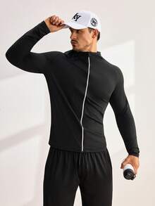 Driftmere 5pcs/Set Men's Fitness Sportswear Set, Spring Workout Running Basketball Tight Fitting Activewear Black - Black - View 5