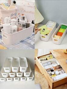2/10/24pcs Durable Stackable Plastic Storage Box With Handle | Space Saving Drawer Style Storage Box Suitable For Homes, Offices, And Wardrobes - Can Be Used To Store Books, Decorations, Etc., Modern Design - Multicolor - View 5