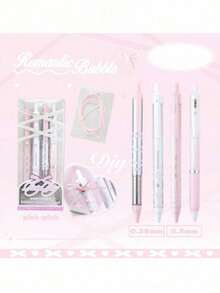 Set de 4 bolígrafos de gel con cinta suave, estilo ballet, de 0.38mm/0.5mm, con tinta negra de secado rápido, para escribir, regalo para volver a la escuela - Multicolor - Ver 15