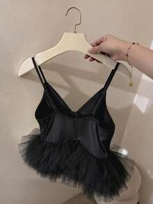 Franclia French Style Plus Size Black Puff Tank Top Date Night Club Going Out Party Summer Sexy Elegant Halloween - Black - View 3