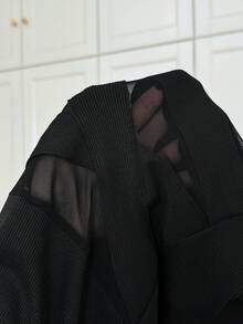 SHEIN EZwear 大尺碼休閒百搭網格拼接內搭褲 - 黑色 - 查看 8