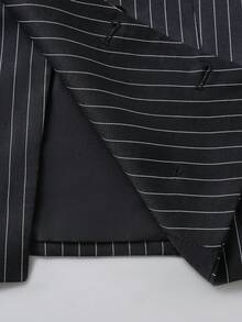 Manfinity Mode Men's Striped Double-Breasted Business Suit Vest - Black - View 6