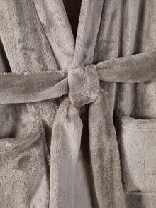Jubah Fleece Lengan Panjang Nyaman dengan Saku dan Bordir untuk Remaja Laki-laki - Grey - View 6