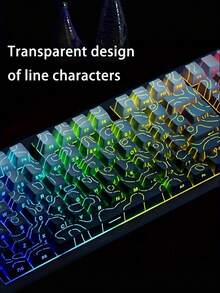 Crack Light Through Keycaps Quiet Dawn Theme, Cherry Height PBT+PC Key Caps, Heat Sublimation Side Print, MX Switch Compatible, Multiple Layout Mechanical Keyboard Backlit DIY Gift For Game Work - View 5