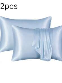 1pc Ice Silk Satin Pillowcase – Soft Breathable Cool Touch Envelope Closure Pillow Cover, Machine Washable, Gift - Multicolor - View 18