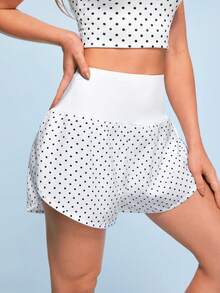 SHEIN Dewbera 女款高腰波點休閒百搭日常旅行運動短褲 - 彩色 - 查看 4