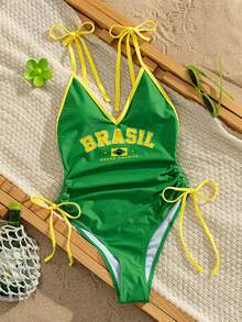 Swim SXY Springbreak 女款新款位置印花多色側綁帶成人性感優雅度假前衛極簡風連身泳衣 - 彩色 - 查看 5