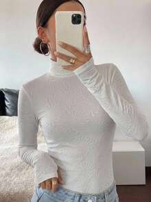 DAZY 女款純色休閒百搭日常穿著T恤 - 白色 - 查看 3