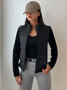 DAZY Teen Girl Autumn/Winter Casual Versatile Patchwork Jacket - Black - View 9