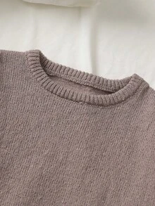 Tween Girl Bow Decor Round Neck Casual Daily Long Sleeve Sweater - Khaki - View 3