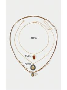 Noxbound Bohemian Vintage Multi-Layer Rest Versatile Necklace - Gold/Brown - View 8