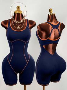 Mistrie Rompi Tanpa Lengan untuk Wanita, Kasual, Olahraga, Kebugaran, Yoga - Navy Blue - View 1
