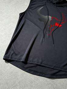 Gym Rark Camiseta deportiva de tirantes con capucha y cordón con estampado de cabeza de toro para hombre - Negro - Ver 3
