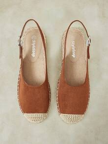 Styleloop Damas, Cuerda de Paja, Hebillas, Zapatos Planos. - Marrón - Ver 2