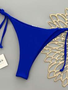 SHEIN Swim Summer Beach Tie Side Bikini Thong - Royal Blue - View 5