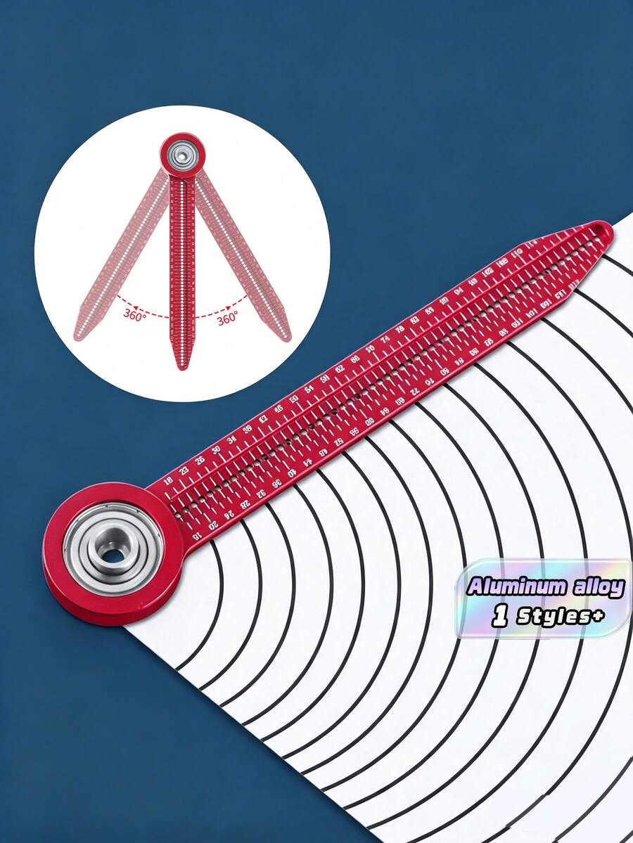 Woodworking Scribing Gauge, Woodworking Drawing Compasses Round Drawing Tool Hole Ruler, High Precision Woodworking Scribing Gauge, Scribing Measuring Tool - Red - View 1