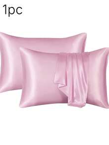 1pc Ice Silk Satin Pillowcase – Soft Breathable Cool Touch Envelope Closure Pillow Cover, Machine Washable, Gift - Multicolor - View 13