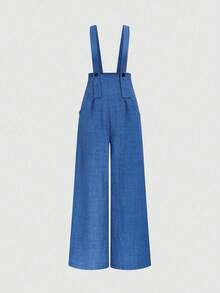 Elenzga Women's Short Sleeve Casual Faux Linen 2-In-1 Jumpsuit - Navy Blue - View 3